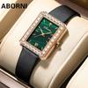 Часы ABORNI женские маленькие зеленые часы для студентов простые темпераментные маленькие квадратные часы Ins ветровые женские часы