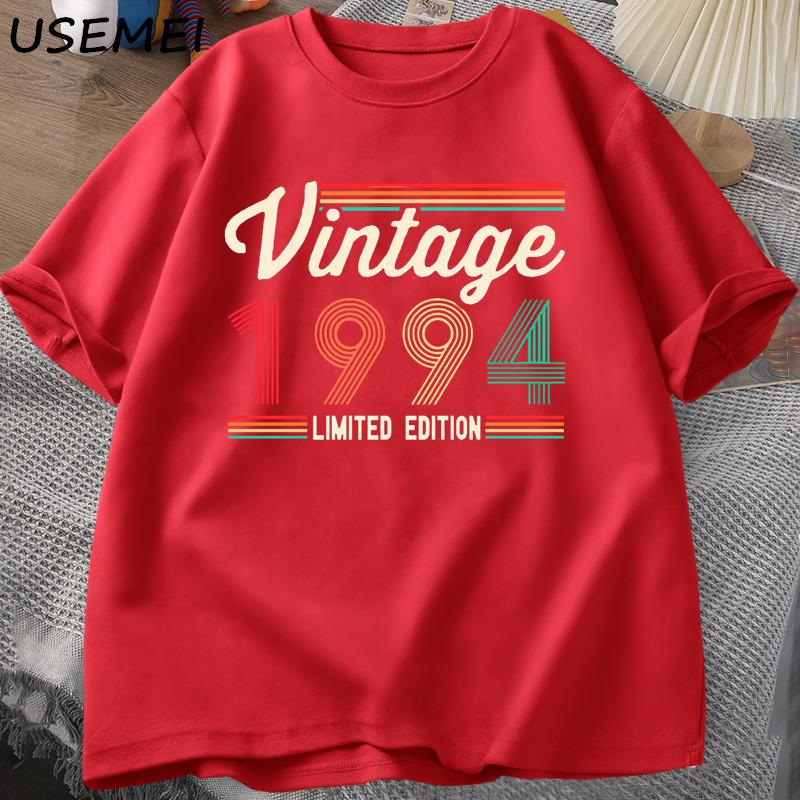Футболка унисекс из хлопка с короткими рукавами, родилась в 1994 году, винтажные футболки на 30-летие, унисекс, свободные размеры, одежда унисекс, унисекс