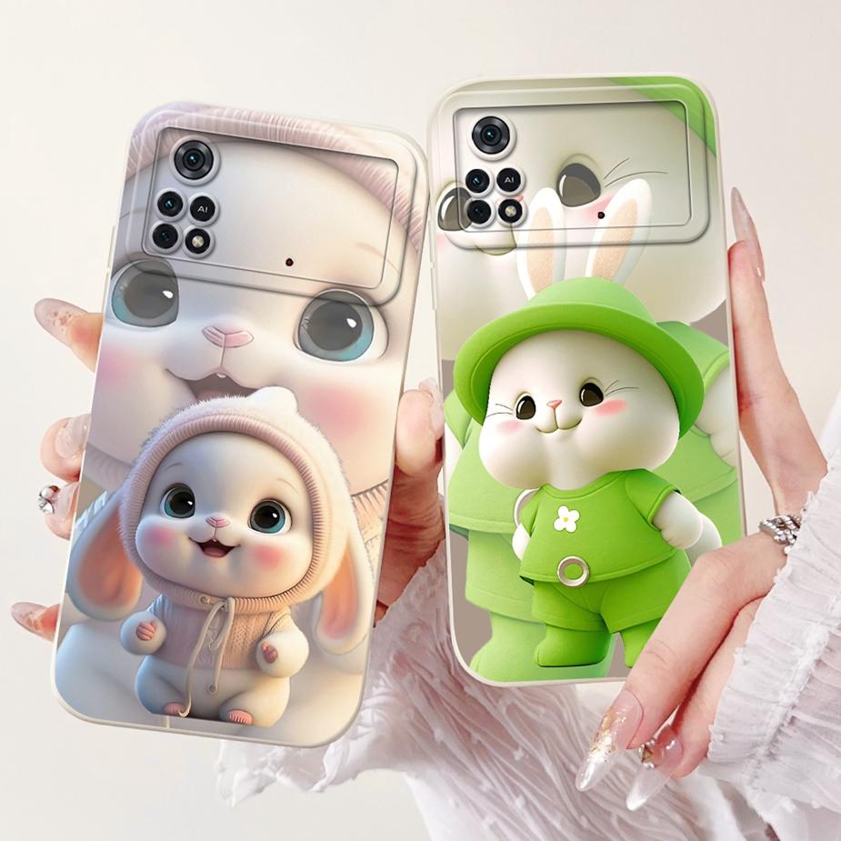 Чехол для Xiaomi Poco M4 Pro 4G Милый Мультяшный Кролик Ударопрочный Чехол для Телефона Для Xiaomi Poco X4 Pro PocoM4 Pro 5G Мягкие Fundas