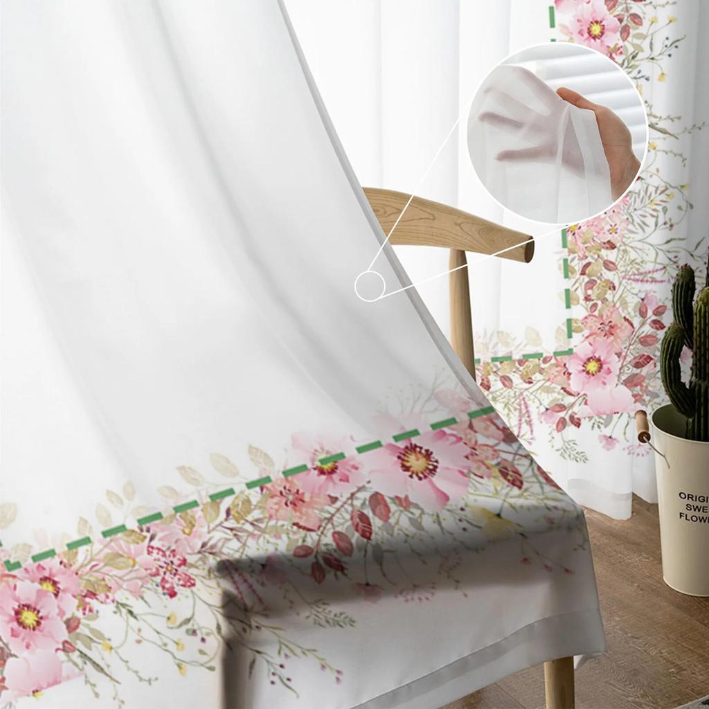 Весенний цветок эвкалипта лист растения прозрачные шторы для гостиной спальни детская комната тюлевые занавески для окон