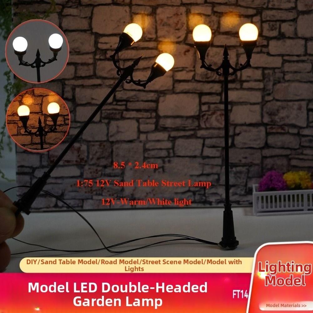 DIY Miniature Street Lamp White/Warm Light Park Lamppost High Light Layout Material