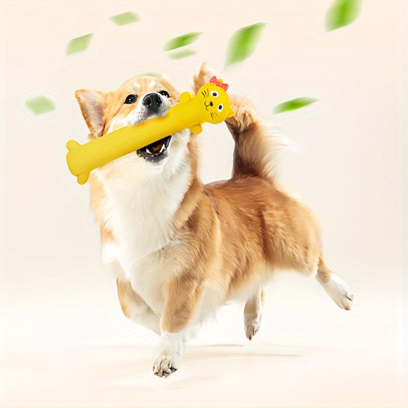 Durable Latex Squeaky Dog Toy - Cartoon Design, Easy Clean Dog Toys for Aggressive Chewers