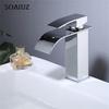 Wide Mouth Waterfall Faucet Bathroom Vanity Vessel Sinks Mixer Tap Water Faucet