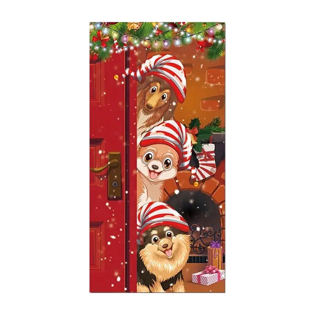 Рождественская занавеска для двери, рождественская фотофоновая ткань, подвесная ткань для создания атмосферы Нового года, 90 * 180 см