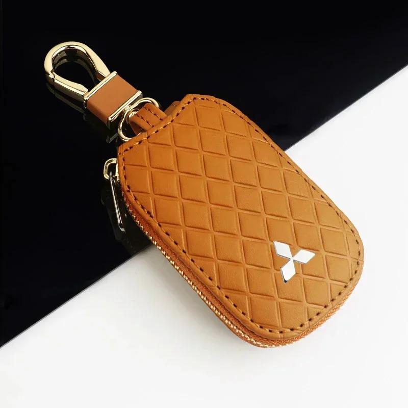 wszm6 Universal Leather Car Key Protector Case for Mitsubishi Pajero L200 Triton Outlander Lancer Accessories