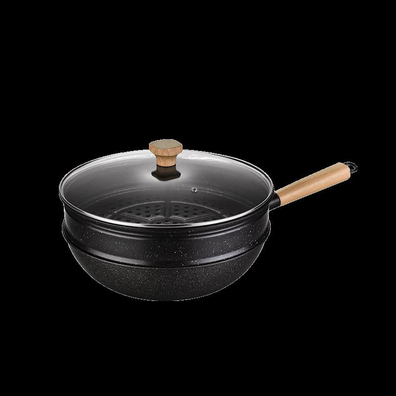 Набор вок и пароварки Huanle Maifan Stone с антипригарным покрытием