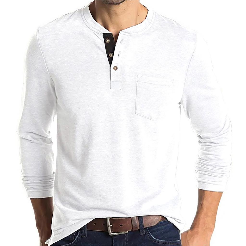 Men's Solid Color Long Sleeve T-Shirt Shirt Men's Casual Sports Top