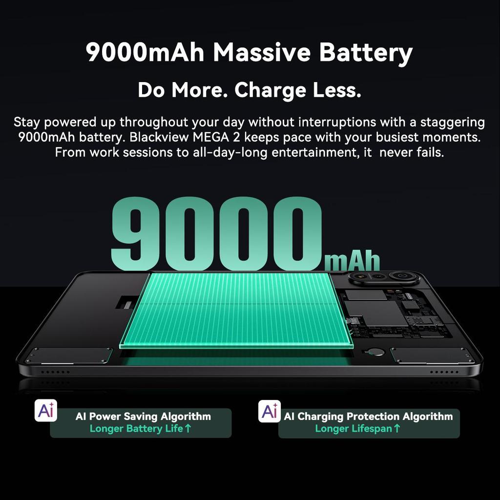 Blackview Планшет MEGA 2 Android 15 4G 12 дюймов 24 ГБ/36 ГБ ОЗУ 256 ГБ ПЗУ Widevine L1