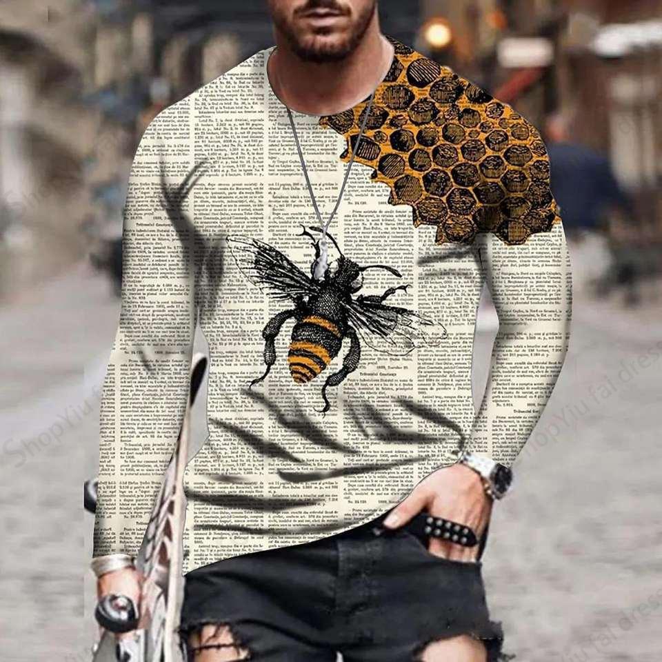 Футболка с принтом Animal Bee 3D для мужчин и женщин, модные футболки с длинным рукавом, графические футболки, уличные топы, футболки, топы Hombre Camisetas