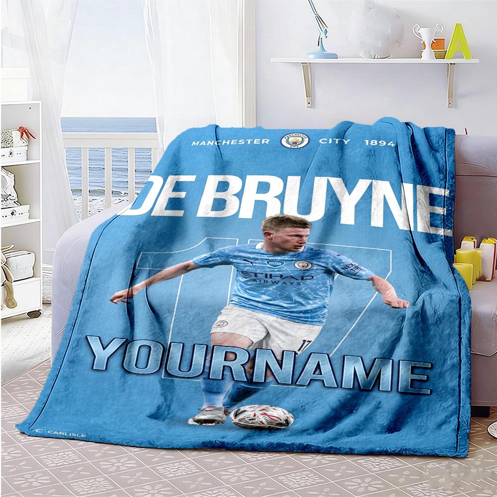 Manchester City Personalized Name Blanket Lightweight Personalized Blanket Soft & Cozy for Home Decor Couch Living Room Livingroom All-Season Use