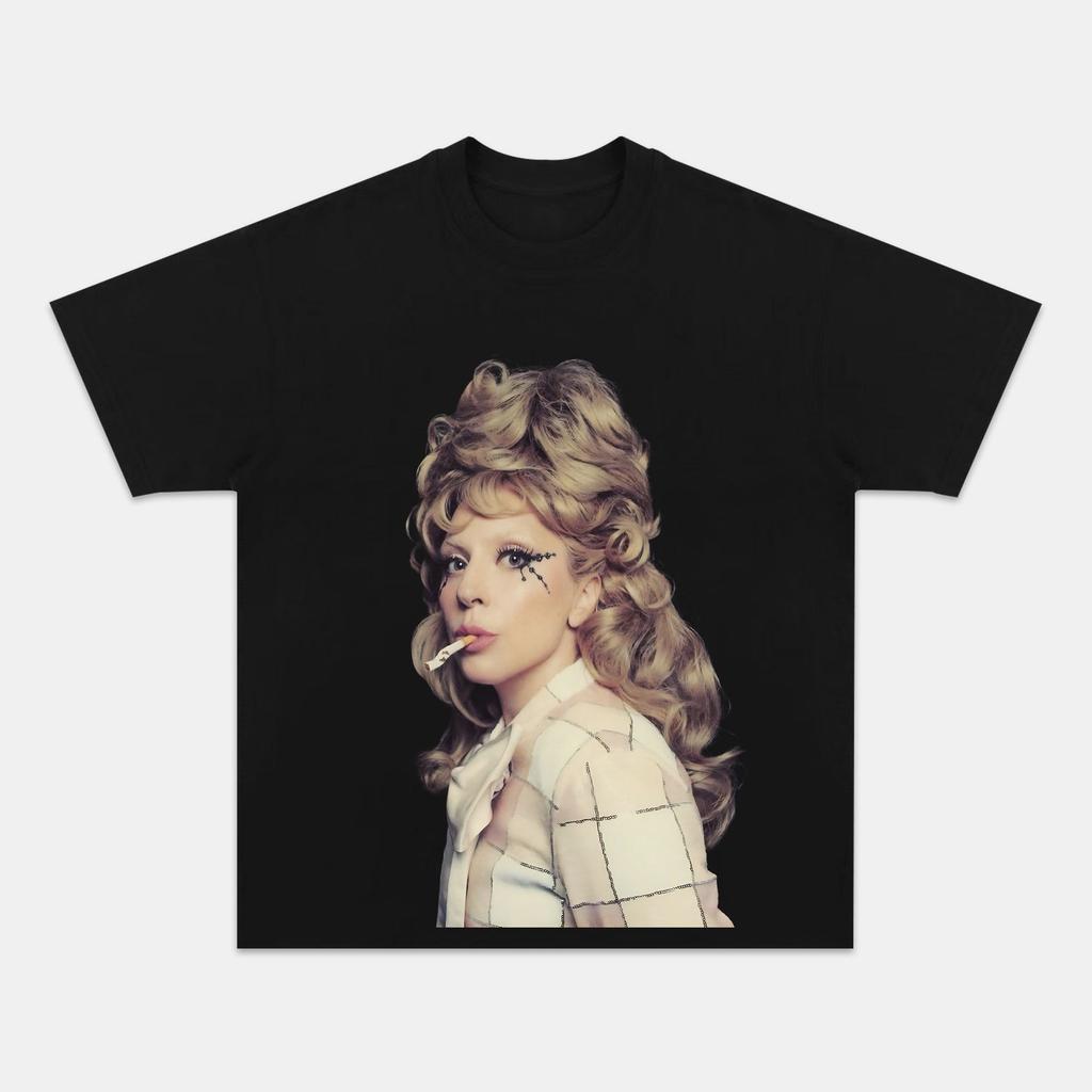 New LADY GAGA Printed Short Sleeve Cotton Crew Neck Loose Casual T-Shirt Fashion Sports Streetwear Top Unisex