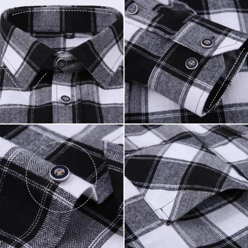 100% Pure Cotton Flannel Soft Regular-fit Long Sleeve Brushed Shirt Single Pocket Comfortable Casual Thick Plaid Shirts S-11XL