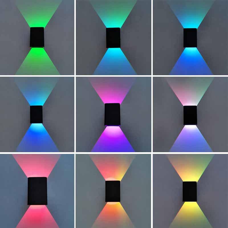 Современный внутренний светодиодный настенный светильник RGB 5 Вт вверх и вниз, украшающий настенное бра для спальни, прикроватный красочный настенный светильник с пультом дистанционного управления
