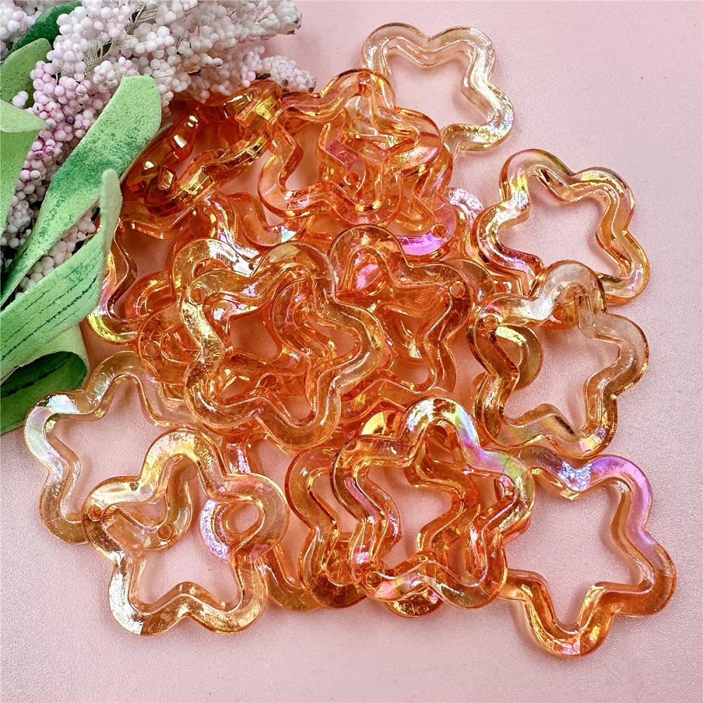 Бусины-пентаграммы, ожерелье «сделай сам», материал из бисера, 29,6 мм, ювелирные аксессуары, акрил, 20 шт., модные бусины со звездами, лазерные выдолбленные