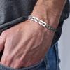 Мужские браслеты Серебристый цвет Прямоугольная цепь Панк-рок Браслет на запястье Ювелирные изделия из нержавеющей стали Подарок для папы Парня День святого Валентина