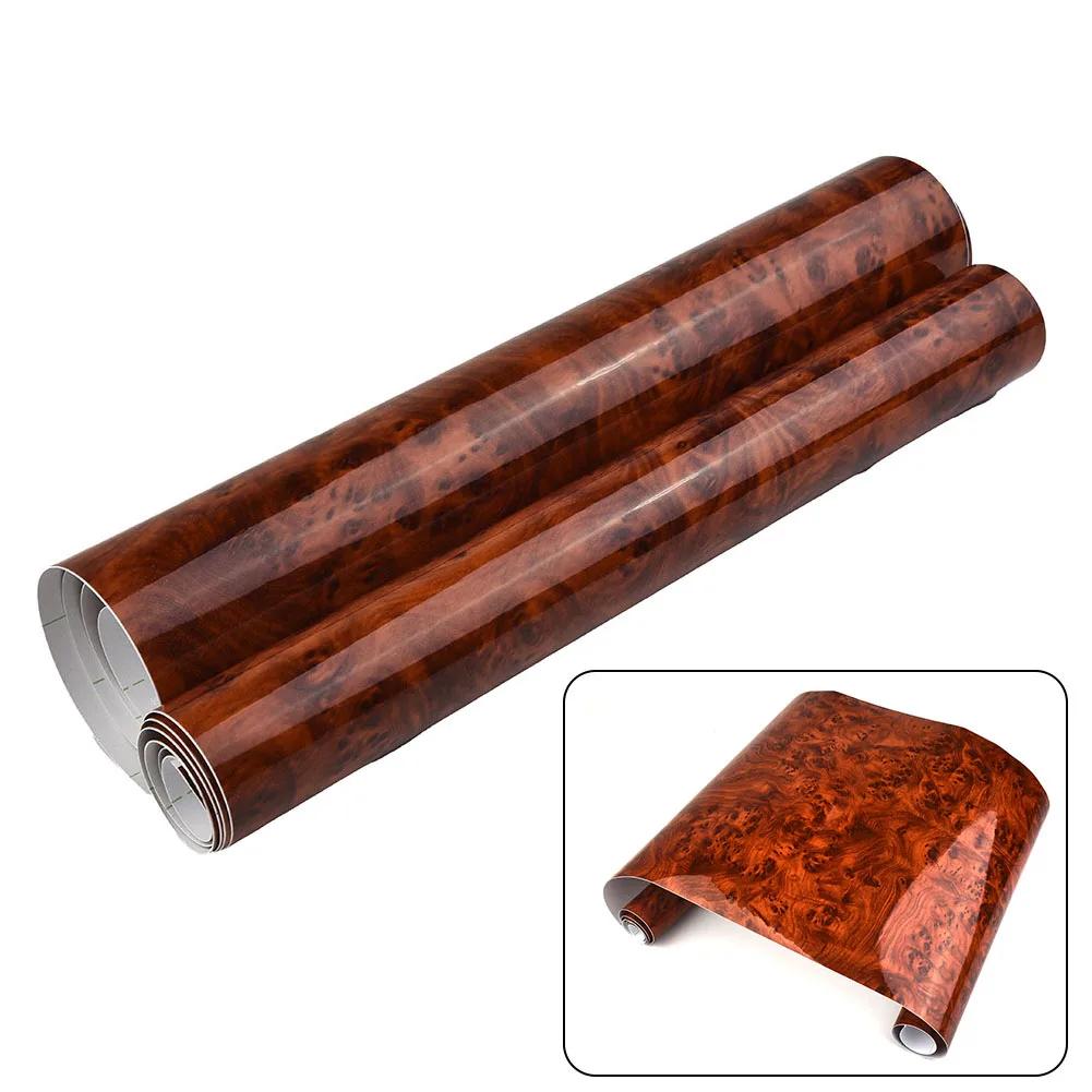 30x124CM 3D High Glossy Wood Grain Vinyl Film Car Stickers Waterproof DIY Styling Wrap Auto Vehicle Detailing Internal Car Acces