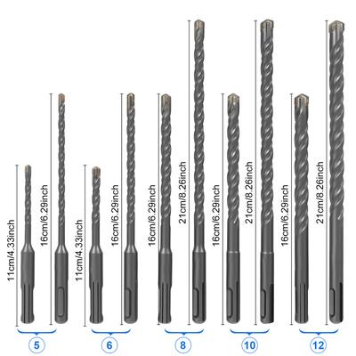 Набор из 10 шт. сверл SDS Plus для перфоратора 5 мм ~ 12 мм Сверла крестовые по бетону для гранита, стен, керамической плитки, камня, бетона