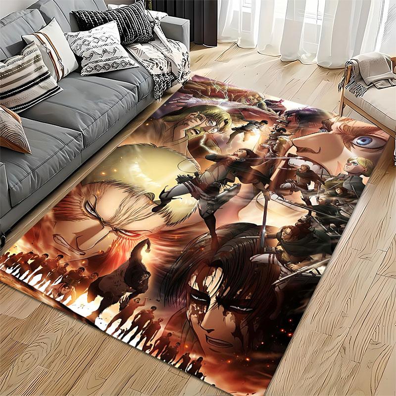 Anime Battle Scene Carpet suitable as a non-slip mat for the living room or bedroom sofa