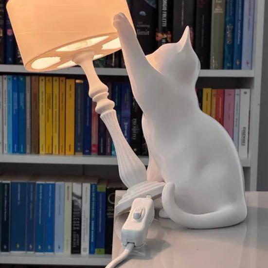Непослушный Кот Настольная Лампа 3D Печатная Кошка Опрокидывающаяся Ночник Креативный Прикроватный Свет для Гостиной Спальни Дома