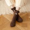 Fashion Design Coral Fleece Thermal Warm Cute Dog Socks Women Hosiery Home Sleep Socks Calf Socks