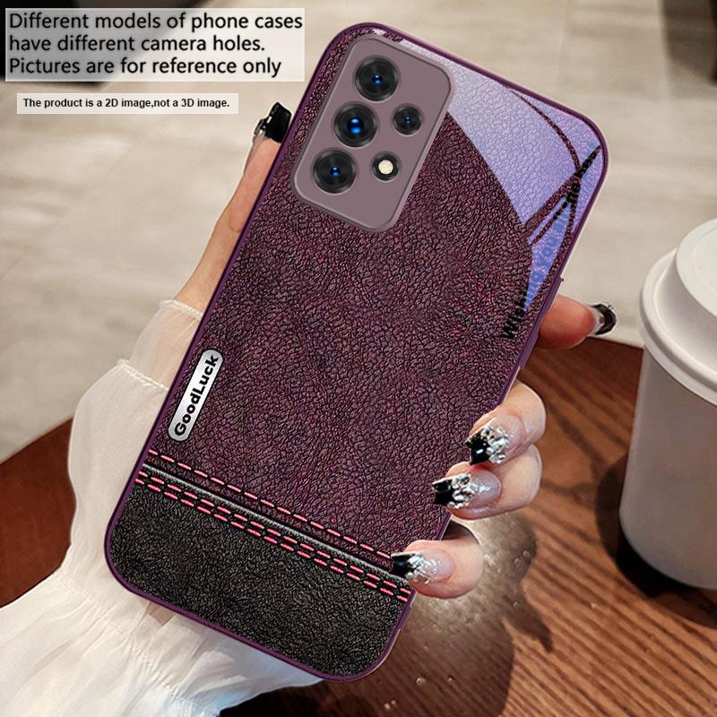Желто-зеленая строчка Для Samsung A73 72 71 A70 56 55 54 A53 52 51 50 42 A35 A34 33 32 31 26 25 24 23 22 30 стеклянный чехол для телефона