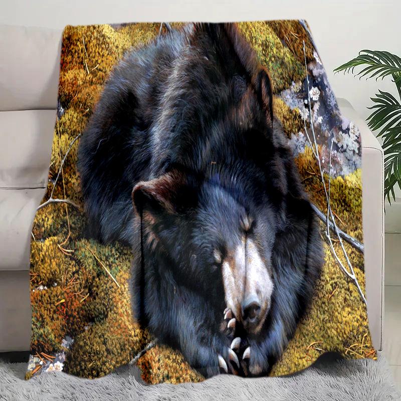 Black Bear Family Throw Blanket Perfect All Seasons Soft Comfortable Sofa Office Naps Travel Birthday Gift Christmas Present