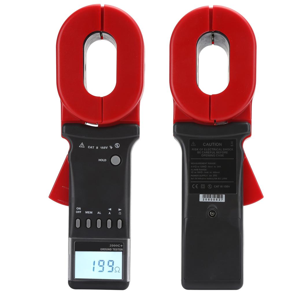 ETCR2000C+ Ground Resistance Clamp Meter Tester 0.01 1200 Ohm  0.00mA 20A for Electricity