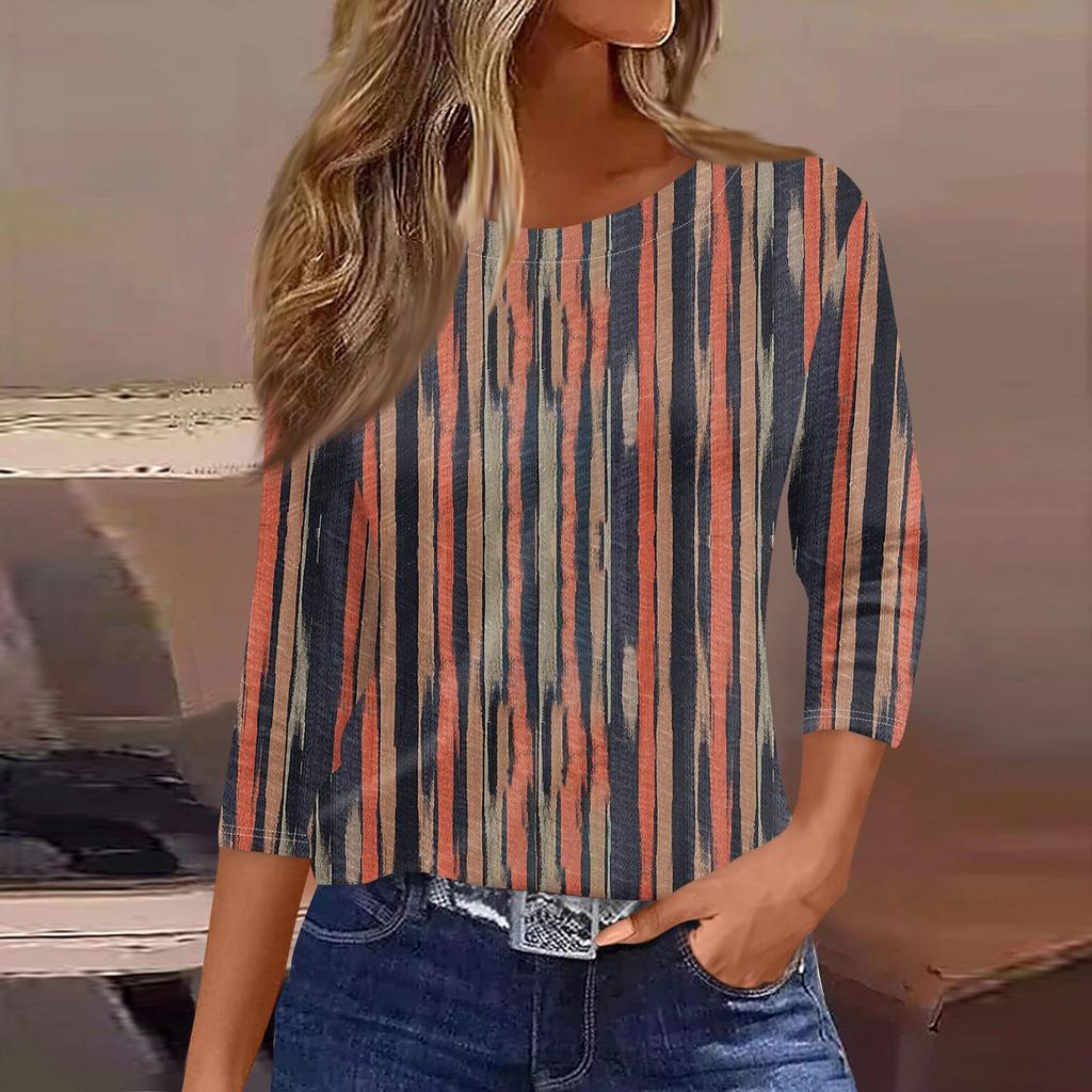 Женская рубашка свободного покроя с рукавом семь четвертей и ретро-цветочным принтом