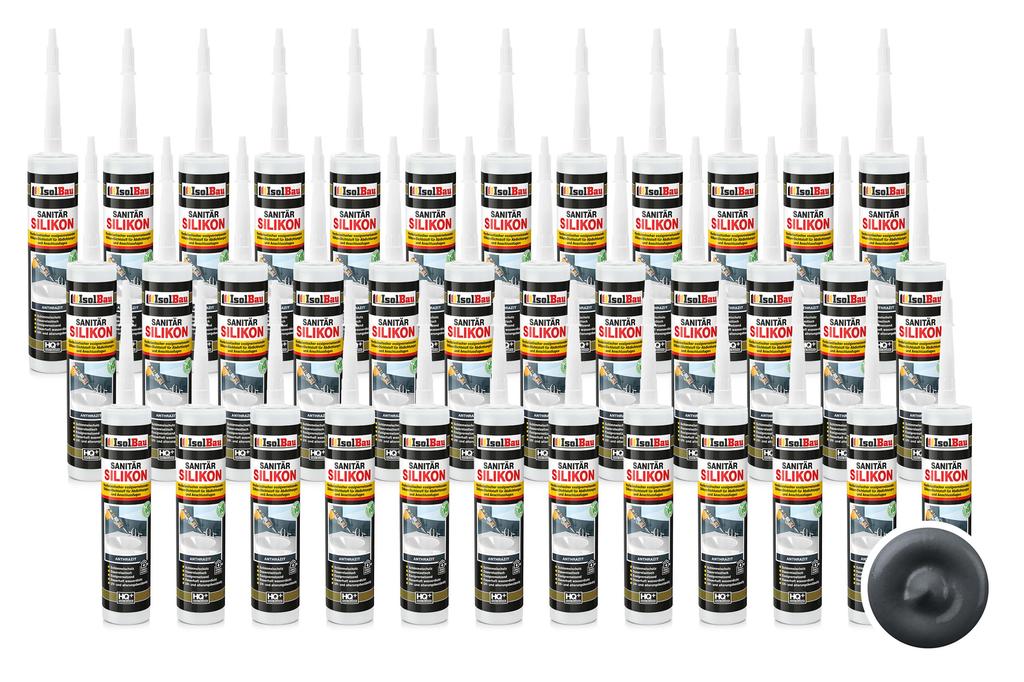 IsolBau Sanitary Silicone Anthracite Sanitär Silikon 36 x 300ml