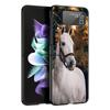 Running Horse Animal Phone Case For Samsung Galaxy Z Flip3 Flip4 Flip5 Shell For Z Flip 3 Flip 5 4 5G Black Hard Folding Cover