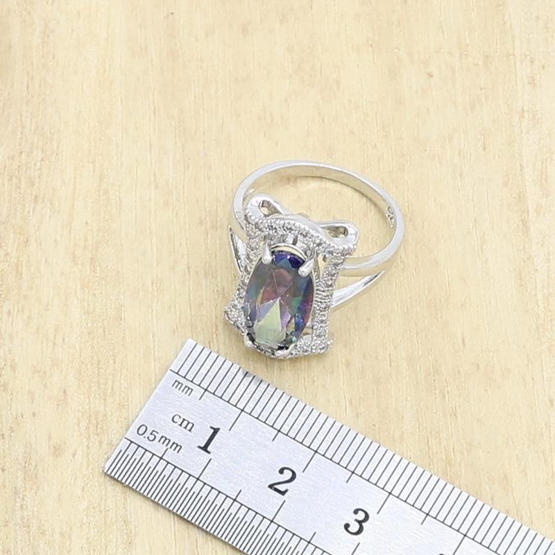 WPAITKYS серебряные комплекты ювелирных изделий для женщин, свадебные загадочные многоцветные серьги с цирконом, кольцо, ожерелье, браслет