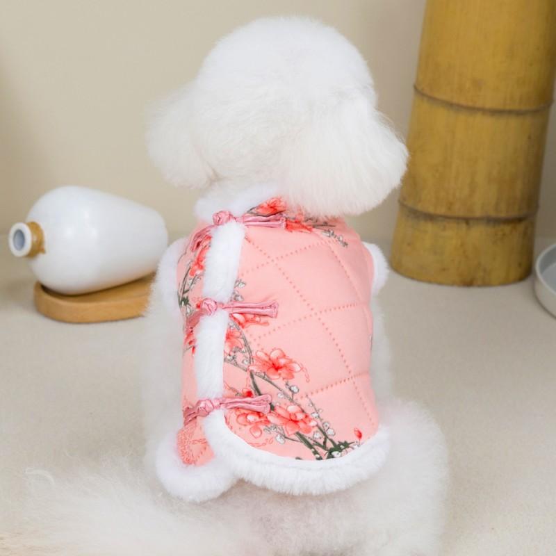 Fashion Cotton Dog Coat Big Floral Print Winter Dog Clothes Puppy Jacket Pet Warm Vests Chihuahua Yorkshire Girls Dog Costume
