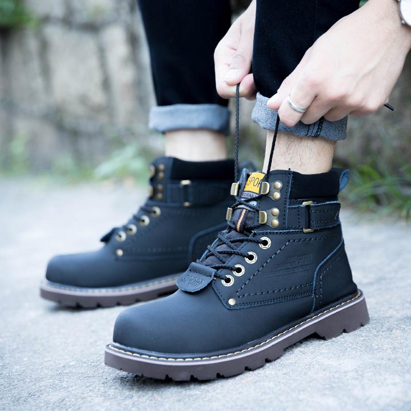 Модные мужские ботинки из натуральной кожи, зимние, весенние, по щиколотку, военные, снежные, желтые, тактические, обувь для активного отдыха, для женщин и мужчин, рабочая обувь