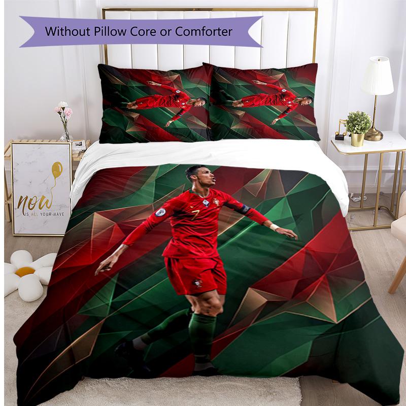 Cristiano Ronaldo Printed Bedding 3 Piece Set Cozy Breathable Bed Cover Set as Housewarming Holiday Gift