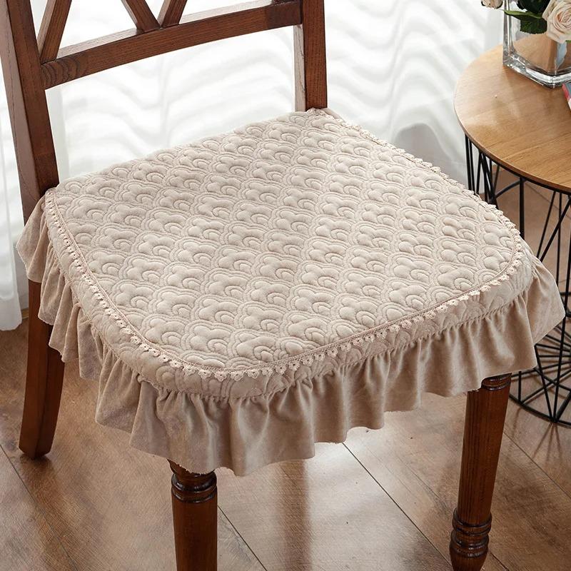 Кружевная подушка для обеденного стула 43*45 см, подушки для сидения, офисный коврик, табурет, подушка для сиденья, теплая плюс толстая подушка