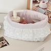 Cute Quilting Cotton Cloth Storage Basket Oval Lace Storage Box Foldable Pink Dots Organizer Box Organizer