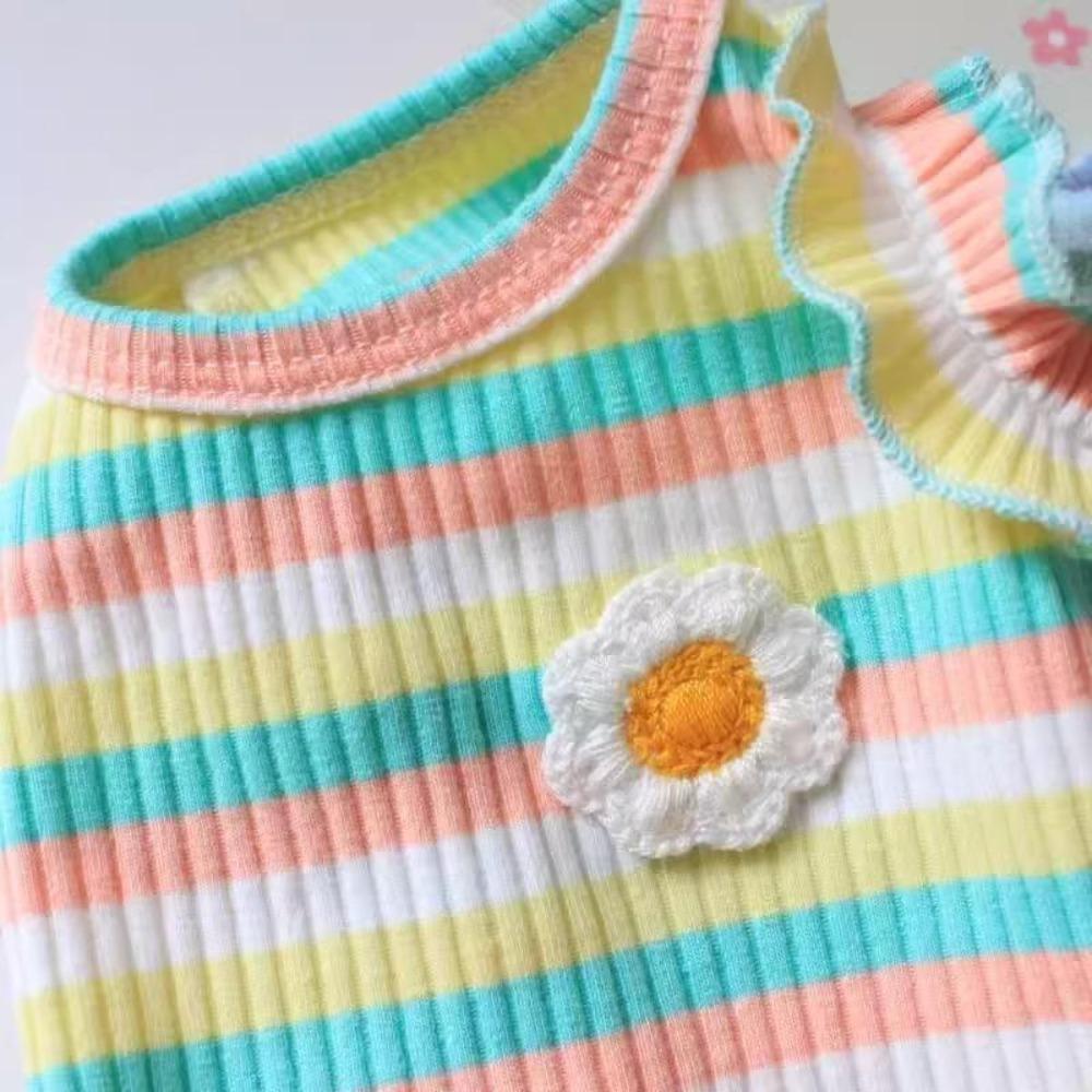 Мягкая полосатая футболка для собаки, удобное платье для питомца, мультяшная одежда для щенка, бишон