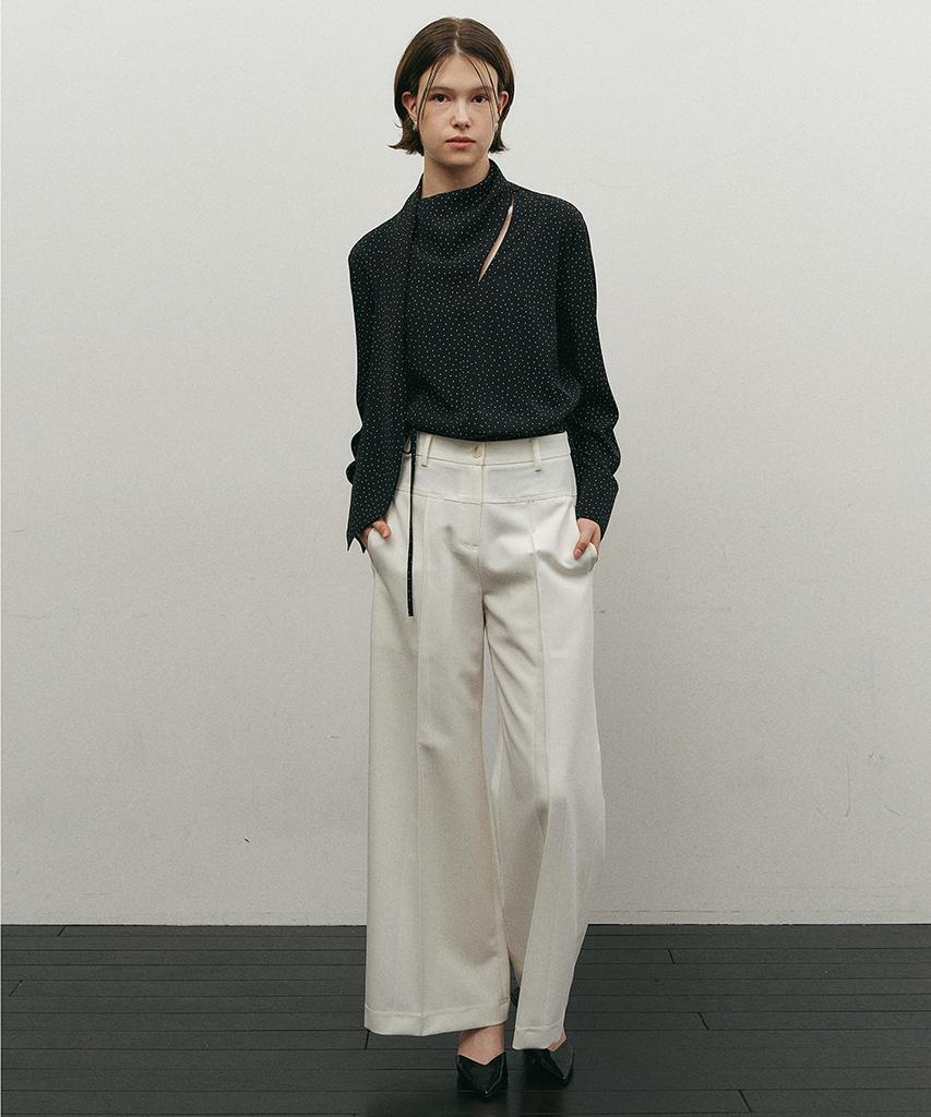 MAKE A TOAST Straight Pintuck Pants Ivory Mbefpa009Iv