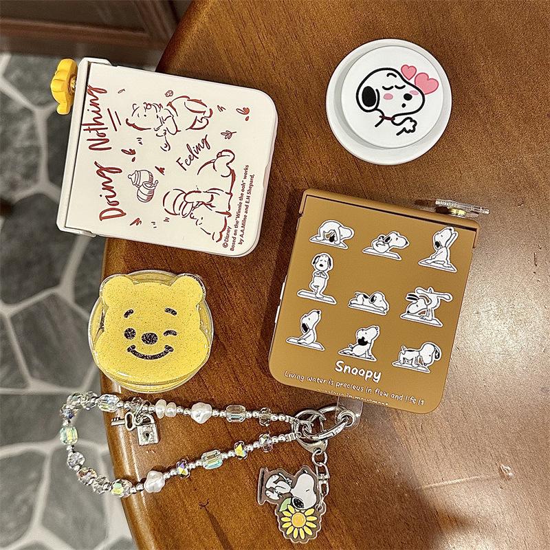 Корейский мультяшный чехол для телефона с 9 ячейками для Samsung ZFlip6/Z5 с цветовыми блоками и магнитной подставкой