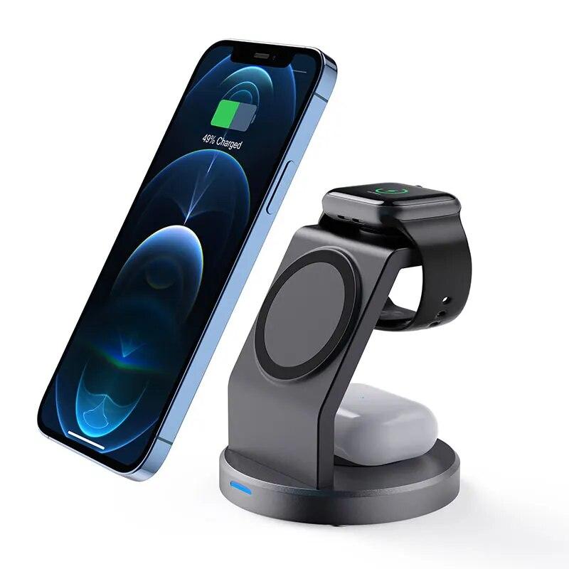 30W 3 In 1 Strong Magnetic Wireless Charger Stand For iPhone 14 13 12 Pro Max Apple Watch Airpods Fast Charging Dock Station