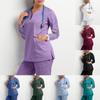 Unisex Hospital Workwear Long Sleeves Stretch Scrub Nurse Uniform V-neck With Pocket