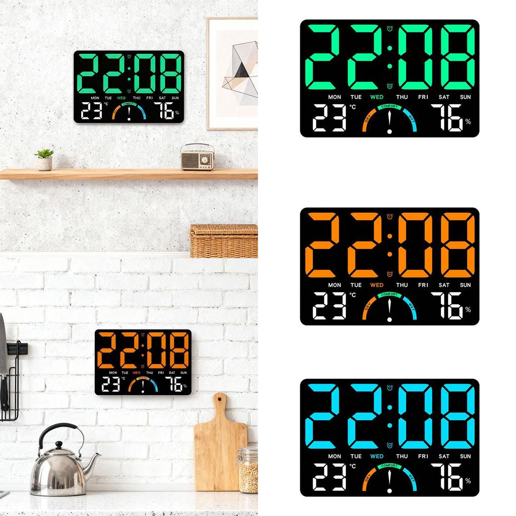LED Wall Clock Large LED Display Electronic Clock for Adults Home Indoor
