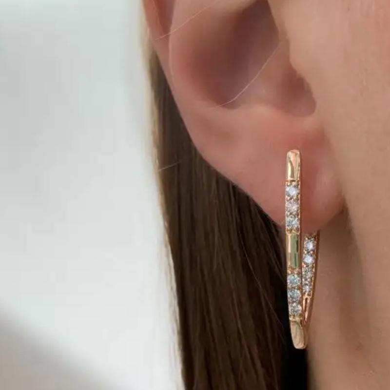 Fashion V Shaped Triangle Drop Earrings for Women Girls Crystal Zircon Straight Piercing Jewelry Accessories