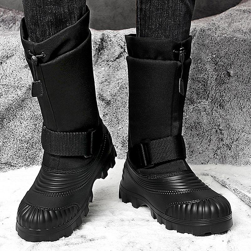Мужские зимние теплые ботинки для снега, резиновые походные ботинки, уличные сапоги до колена, водонепроницаемые, большого размера