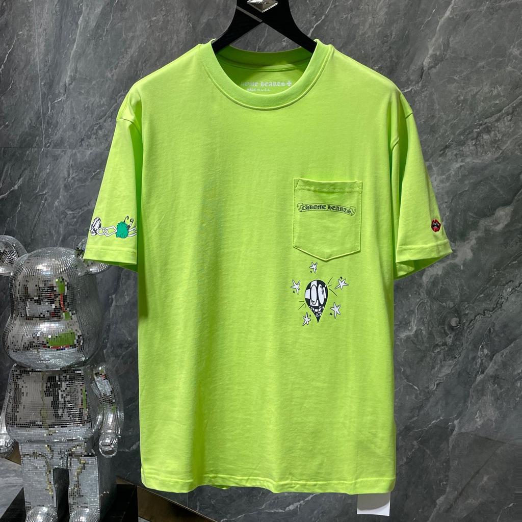 8562 CHROME HEARTS 2025 Лето Новая Высококачественный Хлопок Круглый Вырез Свободный Большой Размер Мужская и Женская Футболка Парная Футболка