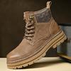 Новые Высококачественные Мужские Модные Короткие Ботинки Осень-Зима 2024 Пара Толстая Подошва Высокий Верх Зимние Ботинки Уличная Спортивная Повседневная Обувь