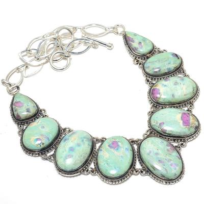 Рубиновый драгоценный камень фуксит ручной работы из серебра 925 пробы, ожерелье 18 дюймов JCN370-47