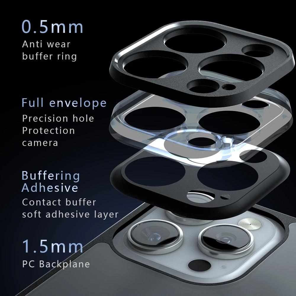 Для iPhone 16 16 Pro Max Чехол Противоударный Магнитный Полупрозрачный ПК+ТПУ Матовый Чехол с защитой от отпечатков пальцев