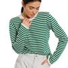 Women S Striped Knit Sweater Long Sleeve Crew Neck Casual Style