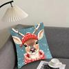 Reindeer Christmas Cute Cushion Cover Pillowcase Ultra Soft Skin Friendly Fabric Cloud Like Comfort Concealed Zipper